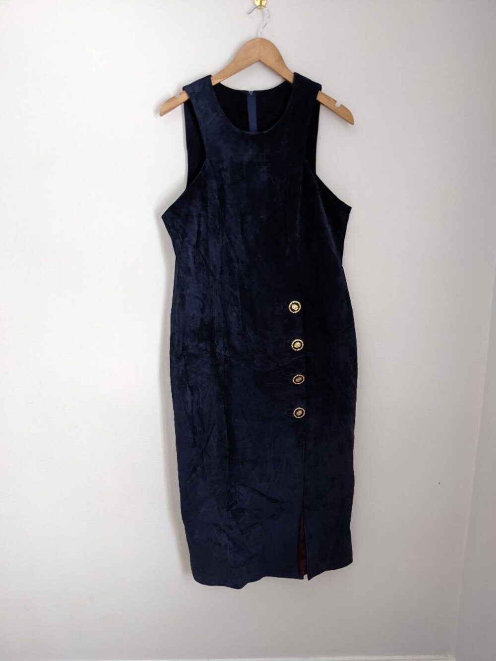 FREE SHIPPING!!! Amazing vintage 90's navy suede dress leather